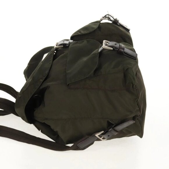 PRADA Backpack Nylon Khaki Silver Auth 157774 main image 10